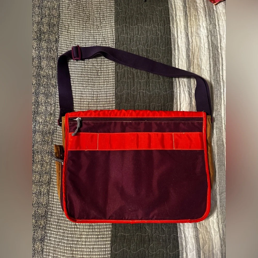 Vera Bradley Red & Plum Colorblock Messenger Bag